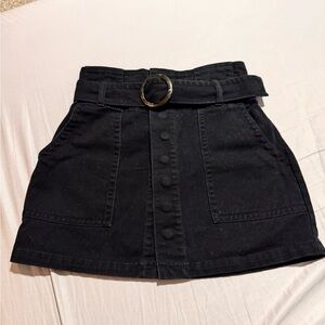 Forever 21 Black A-Line Denim Skirt with Belt